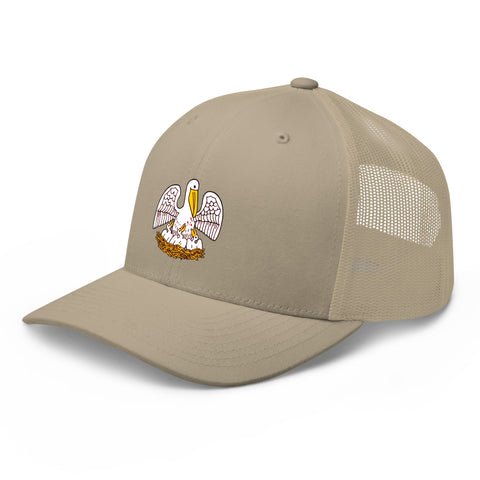 Louisiana State Pelican Trucker Hat - NOLA REPUBLIC T-SHIRT CO.