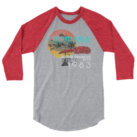 Louisiana World Crawfish Expo 1983 3/4 Sleeve Raglan Shirt - NOLA REPUBLIC T-SHIRT CO.