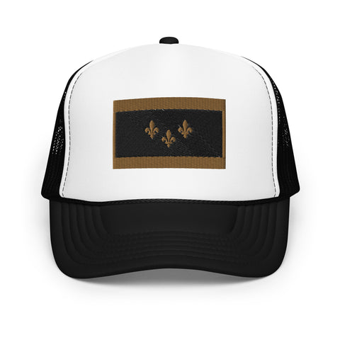 Black & Gold Embroidered NOLA Flag Foam Trucker Hat - NOLA REPUBLIC T-SHIRT CO.