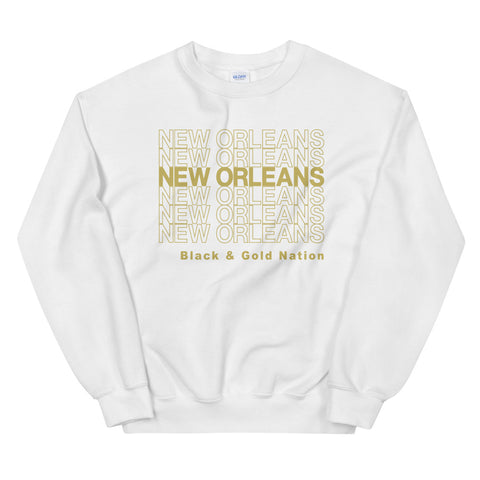 Black & Gold Nation Corner Store Bag Print Unisex Sweatshirt - NOLA T-shirt, New Orleans T-shirt