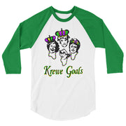 Golden Krewe Goals Mardi Gras Unisex 3/4 Sleeve Raglan Shirt - NOLA T-shirt, New Orleans T-shirt