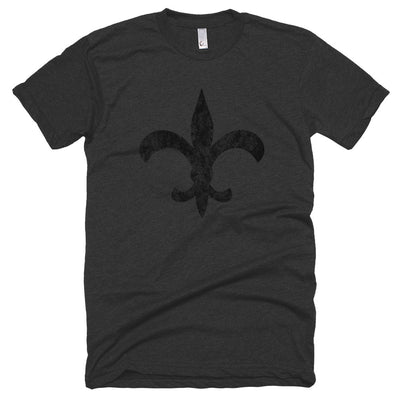 Black Fleur de Lis Vintage Scrub 50/50 blend Unisex T-Shirt - NOLA T-shirt, New Orleans T-shirt
