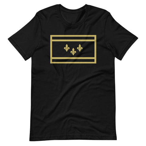 NOLA Flag Black & Gold Stencil Unisex T-Shirt - NOLA T-shirt, New Orleans T-shirt