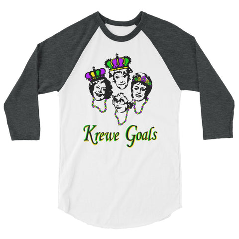 Golden Krewe Goals Mardi Gras Unisex 3/4 Sleeve Raglan Shirt - NOLA T-shirt, New Orleans T-shirt