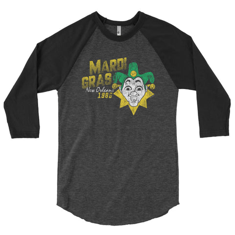 Vintage 1986 Mardi Gras 3/4 Sleeve Raglan Shirt - NOLA T-shirt, New Orleans T-shirt