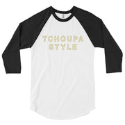 TCHOUPA STYLE ™️ Black Out 3/4 sleeve raglan shirt - NOLA T-shirt, New Orleans T-shirt
