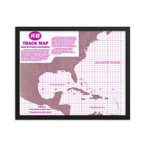 K&B Hurricane Tracker Map Framed Poster, Nola Republic T-Shirt Co.