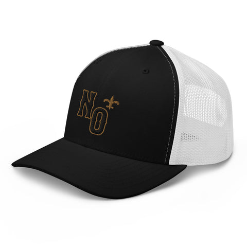 N.O. Black & Gold Trucker Hat - NOLA REPUBLIC T-SHIRT CO.