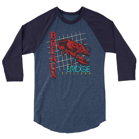 Breaux Bridge Crawfish Capital 3/4 Sleeve Raglan Shirt - NOLA REPUBLIC T-SHIRT CO.