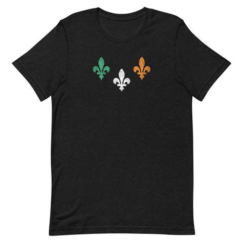 St. Patrick's Day New Orleans Three Fleurs Unisex T-Shirt, Nola Republic T-Shirt Co.