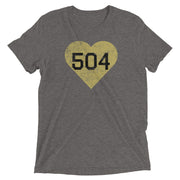 Black & Gold 504 Heart Unisex Tri-blend T-Shirt - NOLA REPUBLIC T-SHIRT CO.
