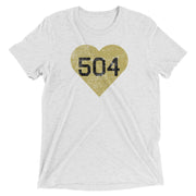 Black & Gold 504 Heart Unisex Tri-blend T-Shirt - NOLA REPUBLIC T-SHIRT CO.